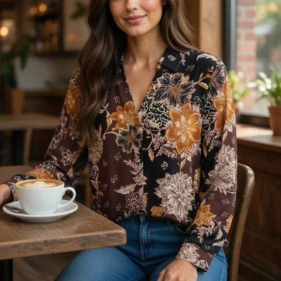 Maurices Floral Print Top Sz XL - Picture 5 of 15